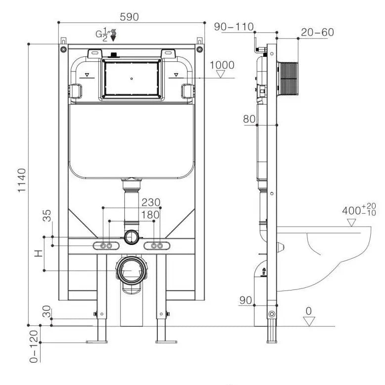 R&amp;T Framed  In Wall Cistern G30031