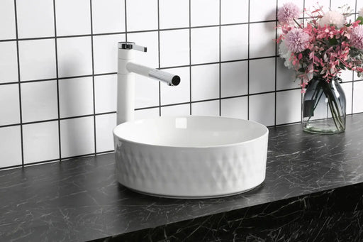 Above Counter Basin Ceramic Diamond Basin Gloss White/Matte White 360x 360 x 120mm - FIL Kitchen Bathroom