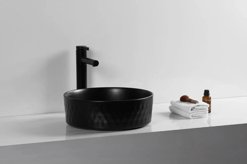 Above Counter Basin Ceramic Diamond Basin Matte Black 360x 360x 120mm - FIL Kitchen Bathroom