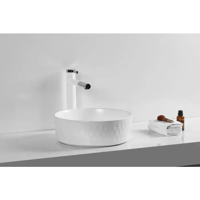Above Counter Basin Ceramic Diamond Basin Gloss White/Matte White 360x 360 x 120mm - FIL Kitchen Bathroom