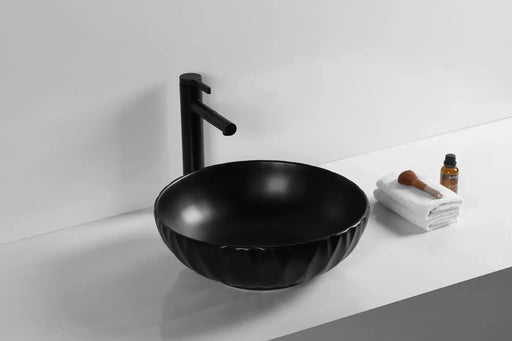 Above Counter Ceramic Basin Matte Black 400x 400x 130mm - FIL Kitchen Bathroom