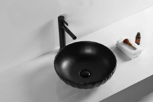 Above Counter Ceramic Basin Matte Black 400x 400x 130mm - FIL Kitchen Bathroom