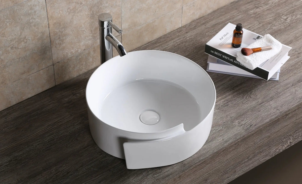 ABOVE COUNTER BASIN ROUND GLOSS WHITE 370MM/440MM X 390mm X 145mm