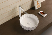 Above Counter Basin Ceramic Rippled Basin Gloss White 385x 385x 110mm - FIL Kitchen Bathroom