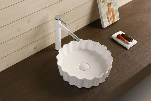 Above Counter Basin Ceramic Rippled Basin Gloss White 385x 385x 110mm - FIL Kitchen Bathroom
