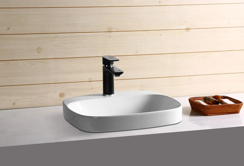 Semi Inset Ceramic Basin Gloss White 420x 420x 155mm/500x 420x 155mm - FIL Kitchen Bathroom