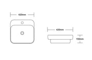 Semi Inset Ceramic Basin Gloss White 420x 420x 155mm/500x 420x 155mm - FIL Kitchen Bathroom