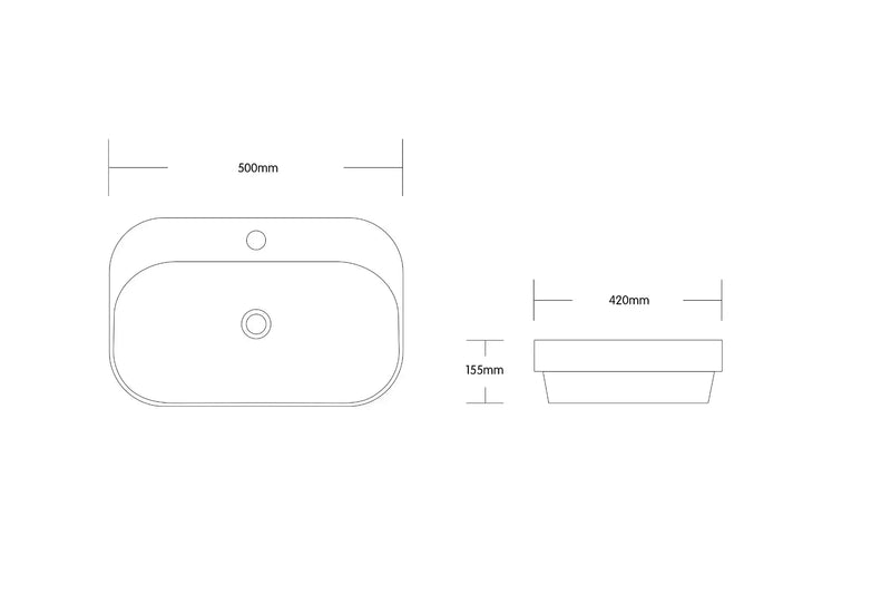 Semi Inset Ceramic Basin Gloss White 420x 420x 155mm/500x 420x 155mm - FIL Kitchen Bathroom