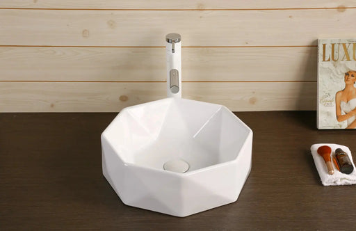 Above Counter Ceramic Basin Special Shape Gloss White 420x 420x 130mm - FIL Kitchen Bathroom