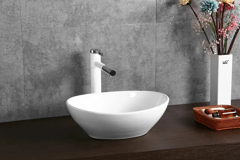 Above Counter Ceramic Basin Gloss White 410 x 330x 140mm - FIL Kitchen Bathroom