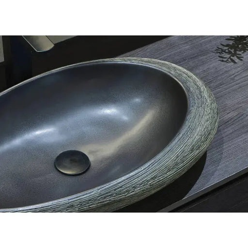 Above Counter Basin Porcelain Textured Basin Black & Brown 580x370x120mm - FIL Kitchen Bathroom