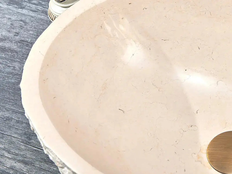 Above Counter Natural Stone Raw Edge Basin Beige Marble 510X360X160mm - FIL Kitchen Bathroom