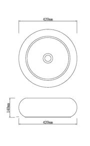 Above Counter Natural Stone Round Thick Basin White Marble 420X420X140mm - FIL Kitchen Bathroom