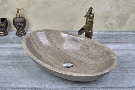 Above Counter Natural Stone Basin Antique Grey Marble 500x 350x 150mm - FIL Kitchen Bathroom