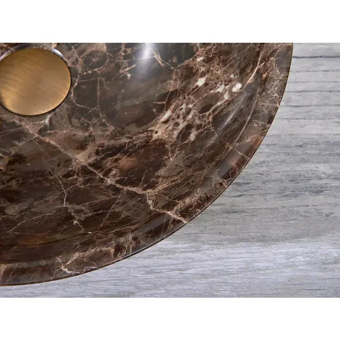 Above Counter Natural Stone Basin Antique Brown Marble 420x 420 x 140mm - FIL Kitchen Bathroom