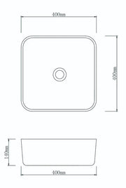 Above Counter Basin Natural Stone Basin White & Grey Marble  400x 400x 140mm - FIL Kitchen Bathroom