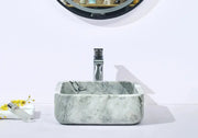 Above Counter Basin Natural Stone Basin White & Grey Marble  400x 400x 140mm - FIL Kitchen Bathroom
