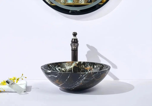 Above Counter Natural Stone Basin Black Onyx Marble 420x 420x 140mm - FIL Kitchen Bathroom