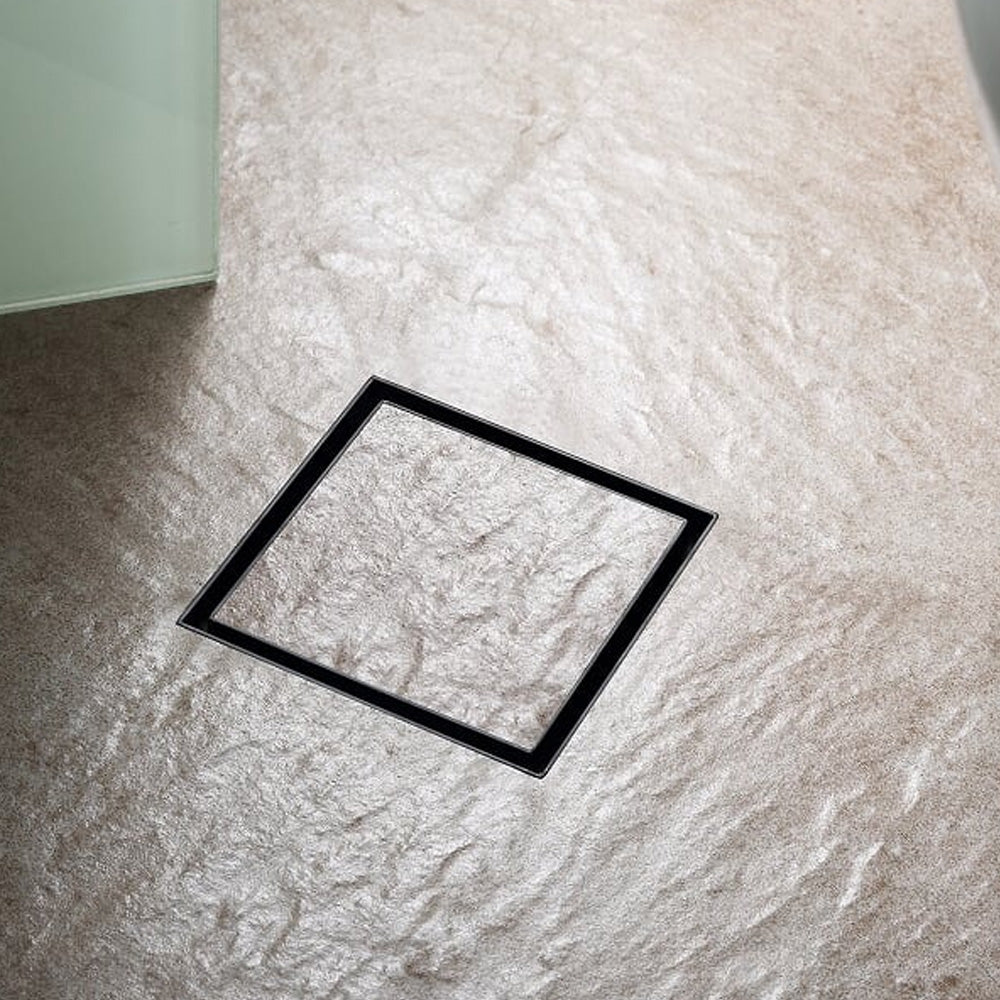 Kano Square Tile Insert Floor Waste - Stainless Steel Silver/Matte Black