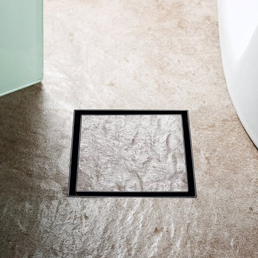 Kano Square Tile Insert Floor Waste - Stainless Steel Silver/Matte Black