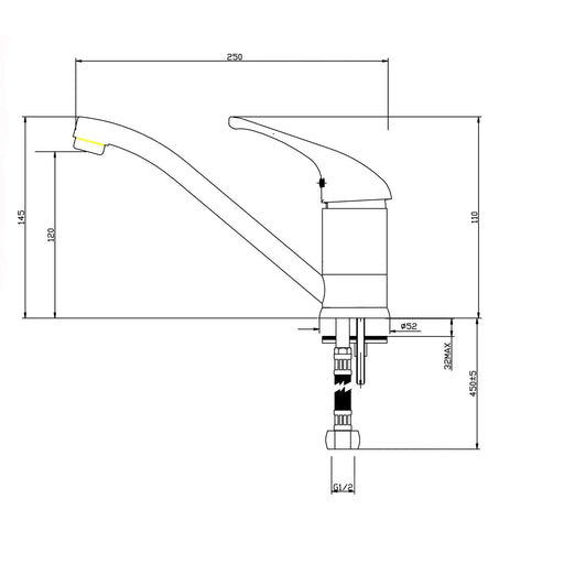 Chrome Standard Kitchen Mixer Tap FIL Kitchen Bathroom
