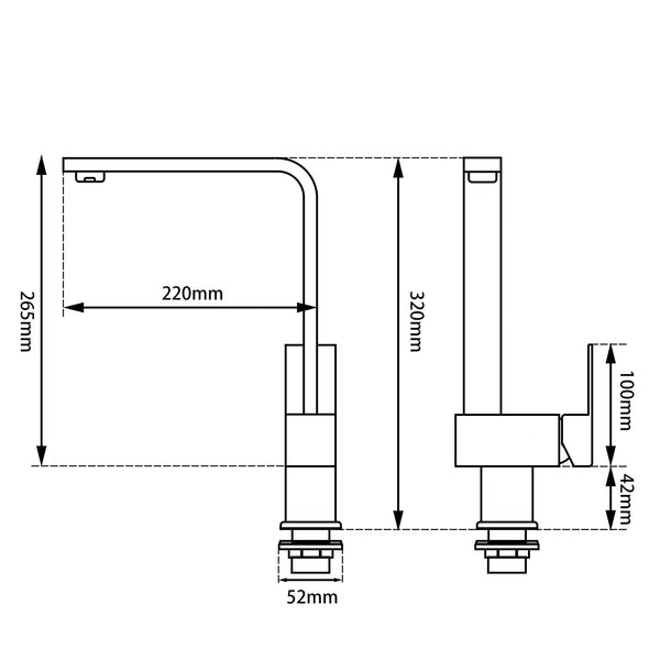 Chrome/Black Kitchen Sink Mixer Tap