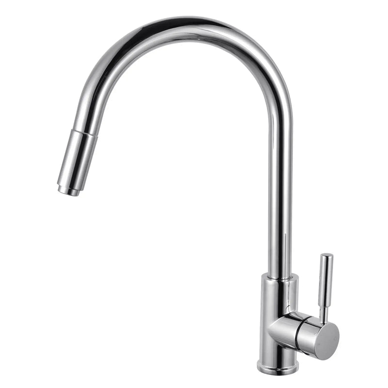 Round Chrome/Black Pull Out Kitchen Sink Mixer Tap FIL Kitchen Bathroom