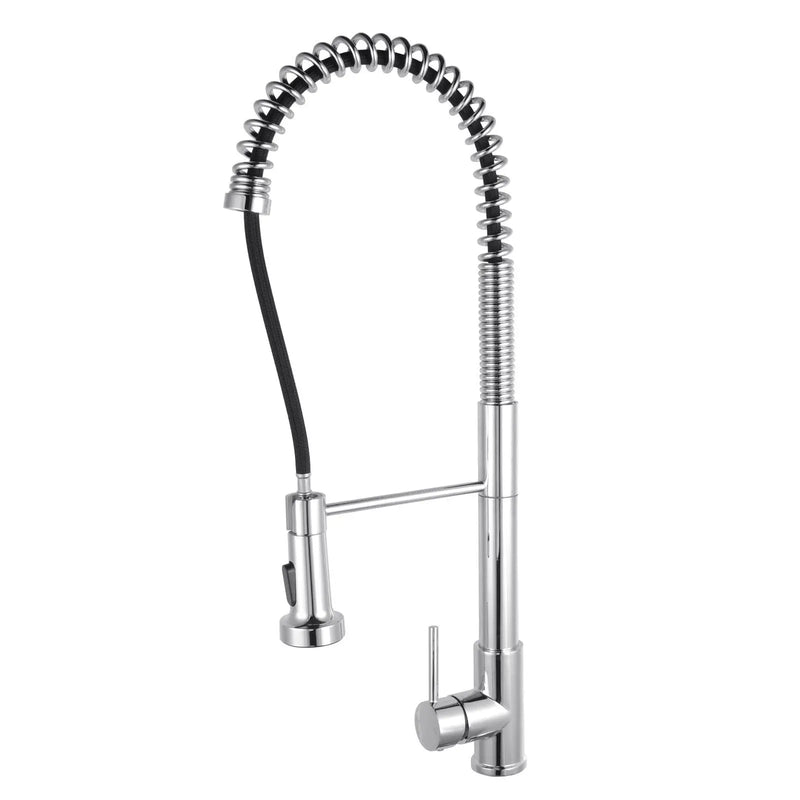 Tall Spring Chrome/Black Pull Out Kitchen Sink Mixer Tap FIL Kitchen Bathroom
