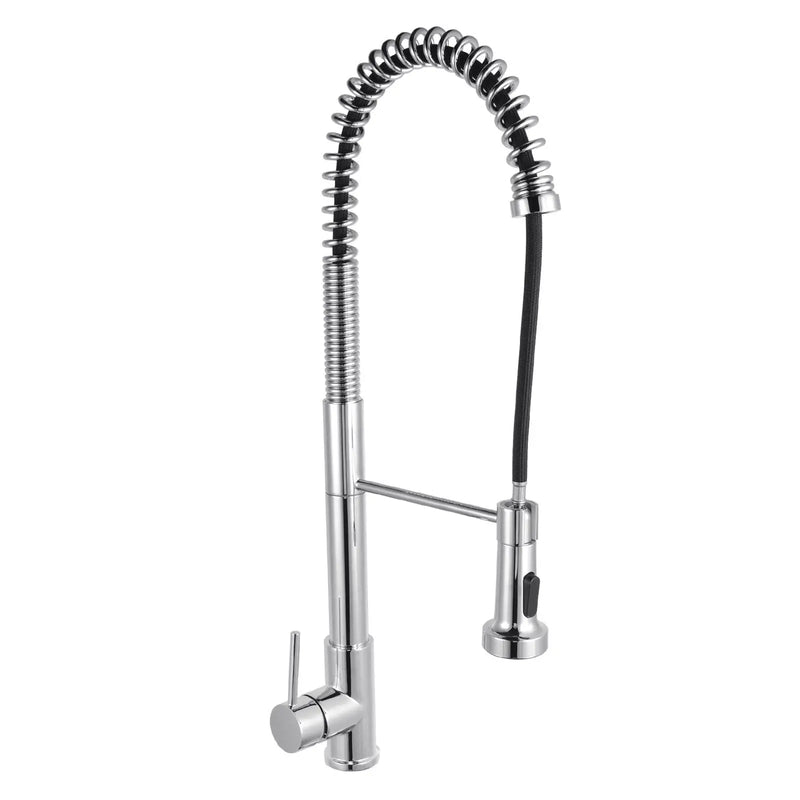 Tall Spring Chrome/Black Pull Out Kitchen Sink Mixer Tap FIL Kitchen Bathroom
