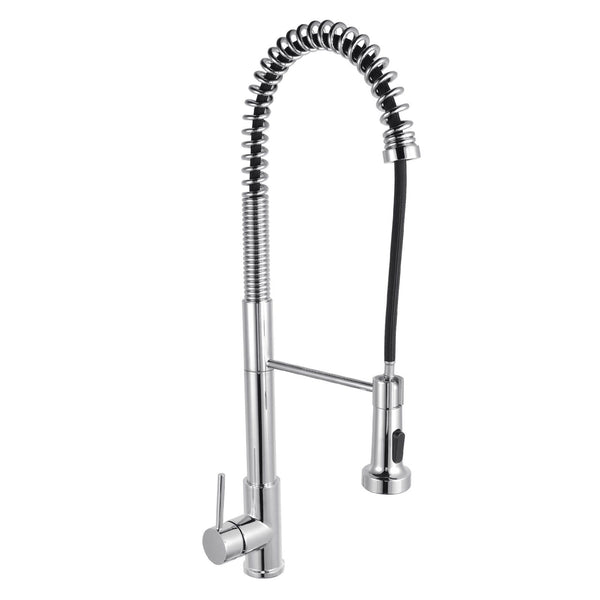 Tall Spring Chrome/Black Pull Out Kitchen Sink Mixer Tap