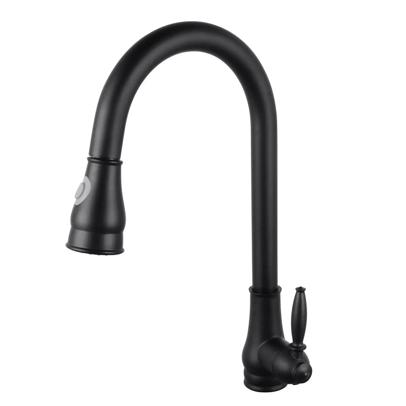 Round Chrome/Black Vintage Pull Out Kitchen Sink Mixer Tap FIL Kitchen Bathroom