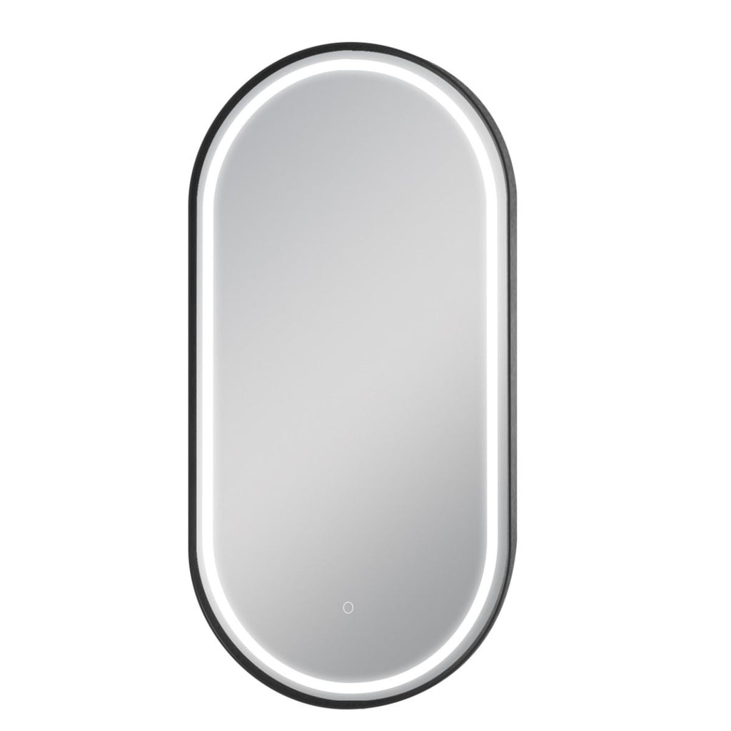 Matte Black/Brushed Gold Oval Framed LED Mirror 500x1000mm