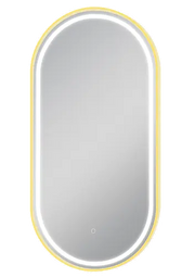 Matte Black/Brushed Gold Oval Framed LED Mirror 500x1000mm FIL Kitchen Bathroom