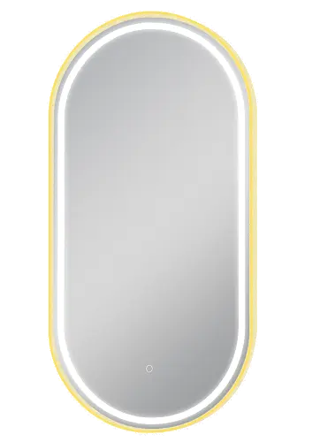 Matte Black/Brushed Gold Oval Framed LED Mirror 500x1000mm FIL Kitchen Bathroom