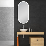 Matte Black/Brushed Gold Oval Framed LED Mirror 500x1000mm FIL Kitchen Bathroom