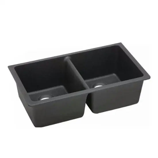 Black Kitchen Sink Granite Stone Under Mount Double Bowls 838*476*241mm FIL Kitchen Bathroom