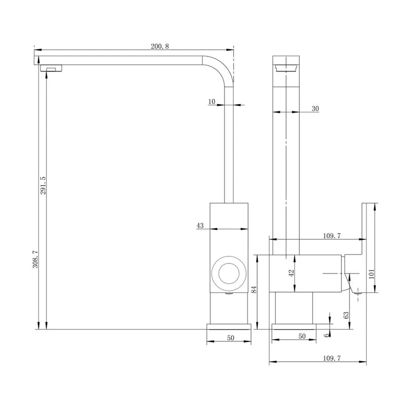 Cavallo Chrome/Matte Black Square Kitchen Mixer FIL Kitchen Bathroom