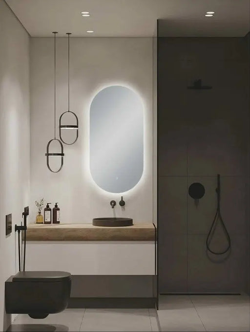 450*900mm Builder Range Oval Sharp-Edged 3 Color Lighting Backlit LED Mirror with Touch Sensor Switch FIL Kitchen Bathroom