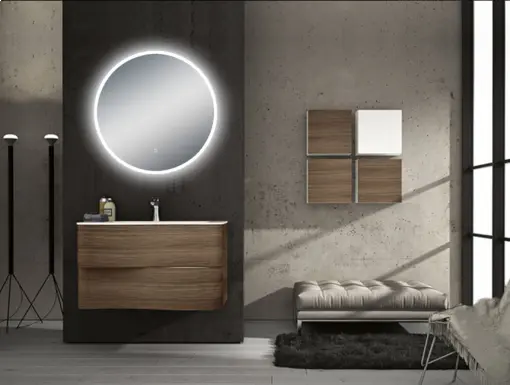600mm Round 3 Color Lighting LED Mirror Touch Sensor Switch Defogger Pad Wall Mounted Acrylic Mirror FIL Kitchen Bathroom