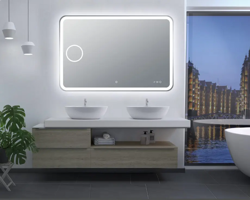 1200x800mm Curved Rim Rectangle 3 Color Lighting LED Mirror Magnifier Touch Sensor Switch Defogger Pad Wall Mounted FIL Kitchen Bathroom