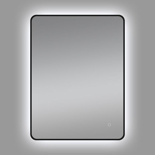 810x610mm Black Aluminum Framed Curved Rim Rectangle 3 Color Lighting LED Mirror Touch Sensor Switch Wall Mounted Vertical or Horizontal