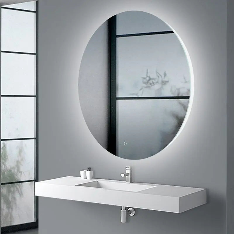 900mm Round Plain LED Mirror 3 Color Lighting Touch Sensor Switch Defogger Pad Wall Mounted Acrylic Mirror Back Lighting FIL Kitchen Bathroom