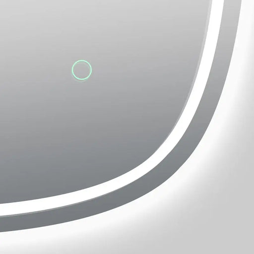 600x600mm Rounded Edge Acrylic LED Mirror 3 Color Lighting Touch Sensor Switch Wall Mounted White Frame FIL Kitchen Bathroom