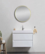 600mm Brushed Nickel/Brushed Gold Framed Round Mirror FIL Kitchen Bathroom