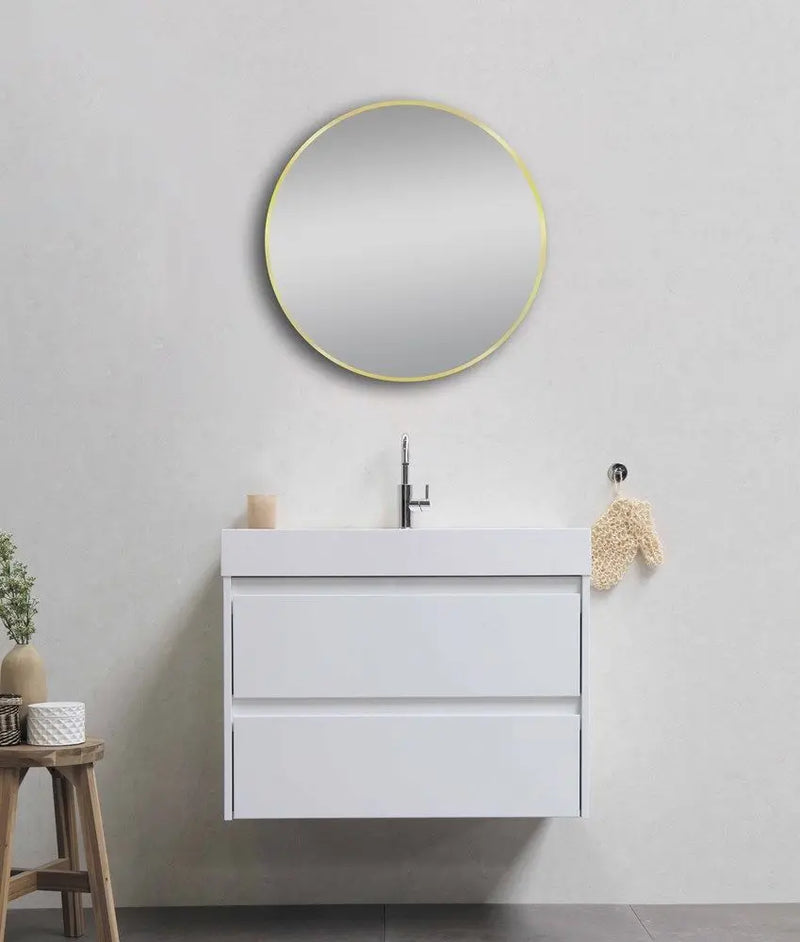 600mm Brushed Nickel/Brushed Gold Framed Round Mirror FIL Kitchen Bathroom