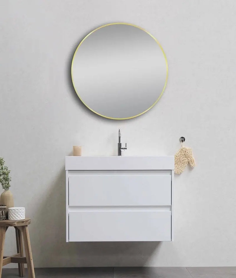 700mm Matte Brushed Gold Aluminium Framed Round Non-Luminous Mirror FIL Kitchen Bathroom