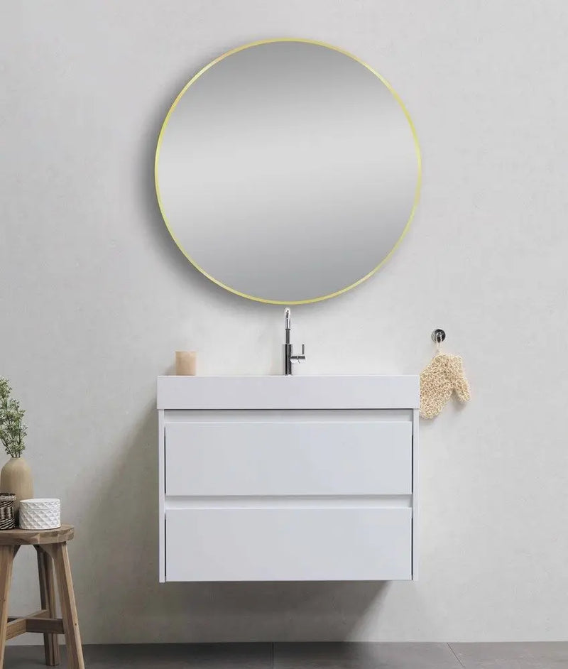 800mm Brushed Nickel/Brushed Gold Framed Round Mirror FIL Kitchen Bathroom