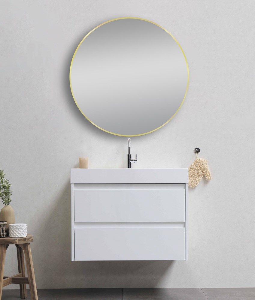 800mm Brushed Nickel/Brushed Gold Framed Round Mirror