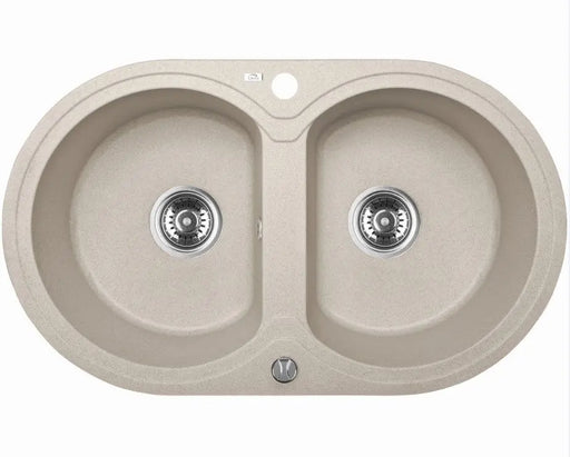 Laveo 470*780*204mm Beige Granite Stone Sink Double Bowls(including Space Saving Siphon and Automatic Plug) FIL Kitchen Bathroom