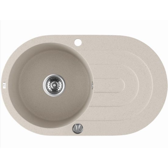 Laveo 470*780*204mm Beige Granite Stone Sink Single Bowl with Drainer(including Space Saving Siphon and Automatic Plug)